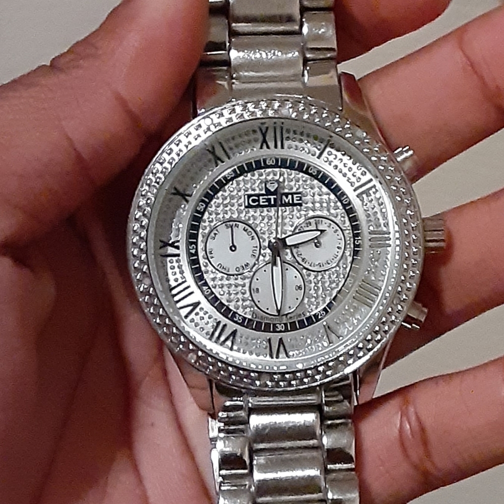 Ice time silver watch